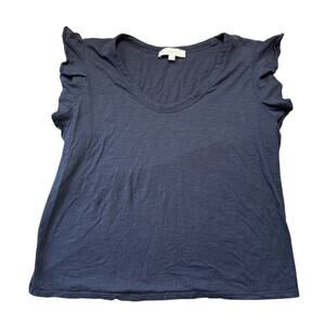 LOFT Dark Navy Blue flutter sleeve, Scoop neck blouse/shirt, size Women's XL
